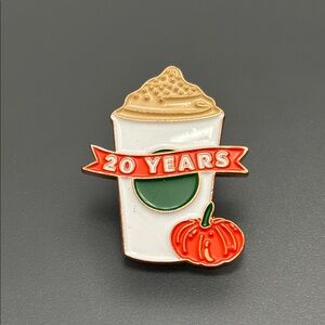 Starbucks Pumpkin Spice Latte 20th Anniversary Pin collectible coffee lover gift